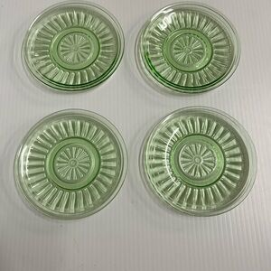 Vintage Green Depression Glass Plates Set of 4  5.5 Inches